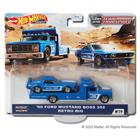 Hot Wheels 1:64 '69 Ford Mustang Boss 302 + Retro Rig (Team Transport 19)