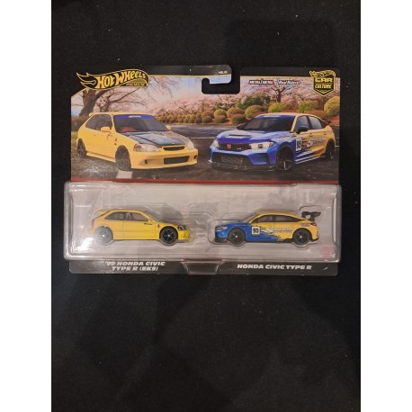 Hotwheels Predmium 1:64 Set de Twin Pack '99 Honda Civic TypeR (EK9), Honda CIvic TypeR