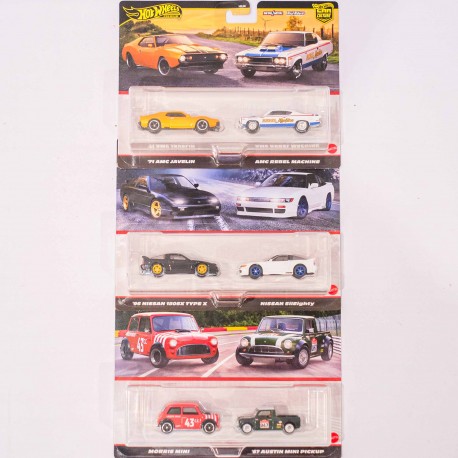 Hotwheels Predmium 1:64 Set de Twin Pack Mini, AMC, Nissan