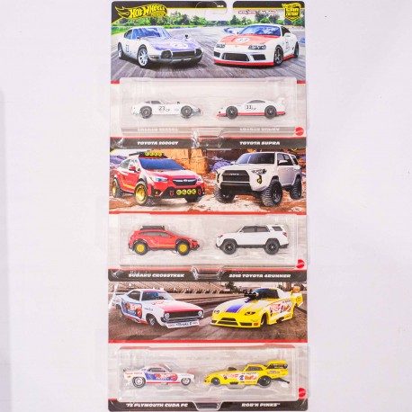 Hotwheels Predmium 1:64 Set de Twin Pack Toyota, Subaru, Drag Racing